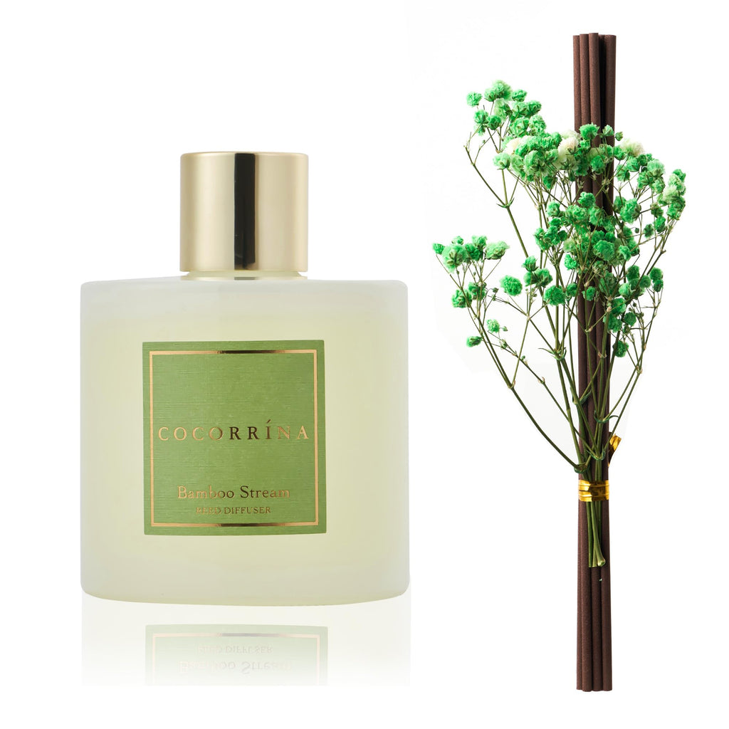 Reed Diffuser - Bamboo Stream Scented Diffuser with 8 Sticks Home Fragrance Reed Diffuser Shelf Decor