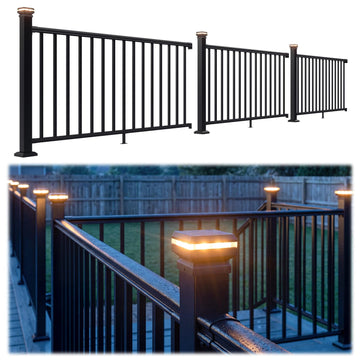 3 Pack 36 in x 6 ft Modular Aluminum Deck Railing Kit with Light