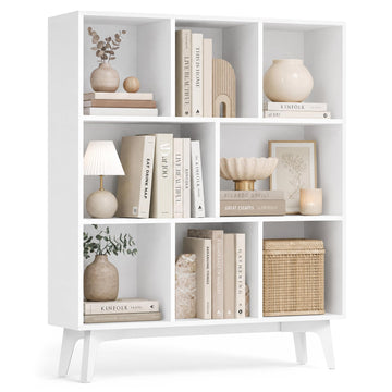 Mid-Century Modern 8-Cube Bookshelf, 35.4 x 9.4 x 42.3 Inch