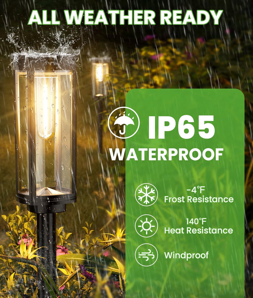Solar Pathway Lights Outdoor, 4 Pack, Warm White, IP65 Waterproof