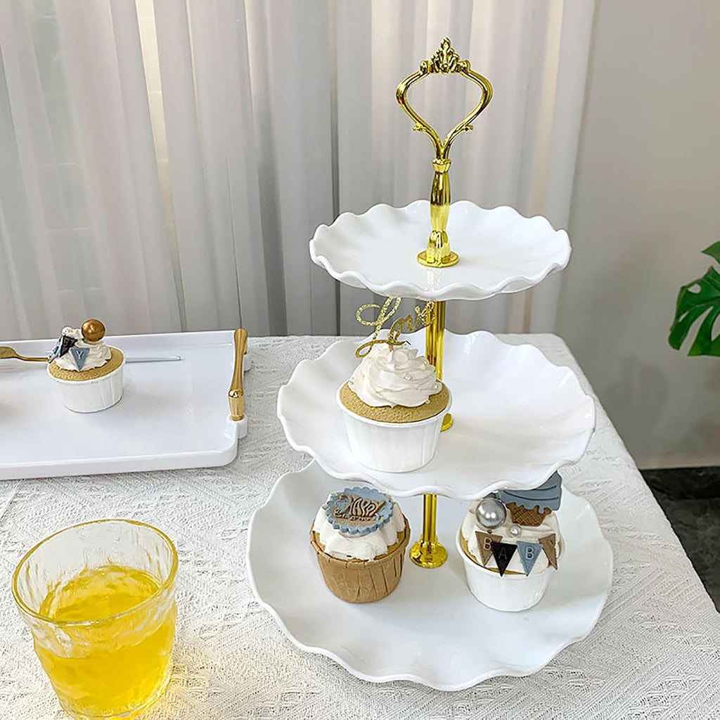 Tier Cupcake Stand Holder, Plastic Cupcake Holder Towel with Multiple Layers of Trays, Used for Cupcakes - Set of 2
