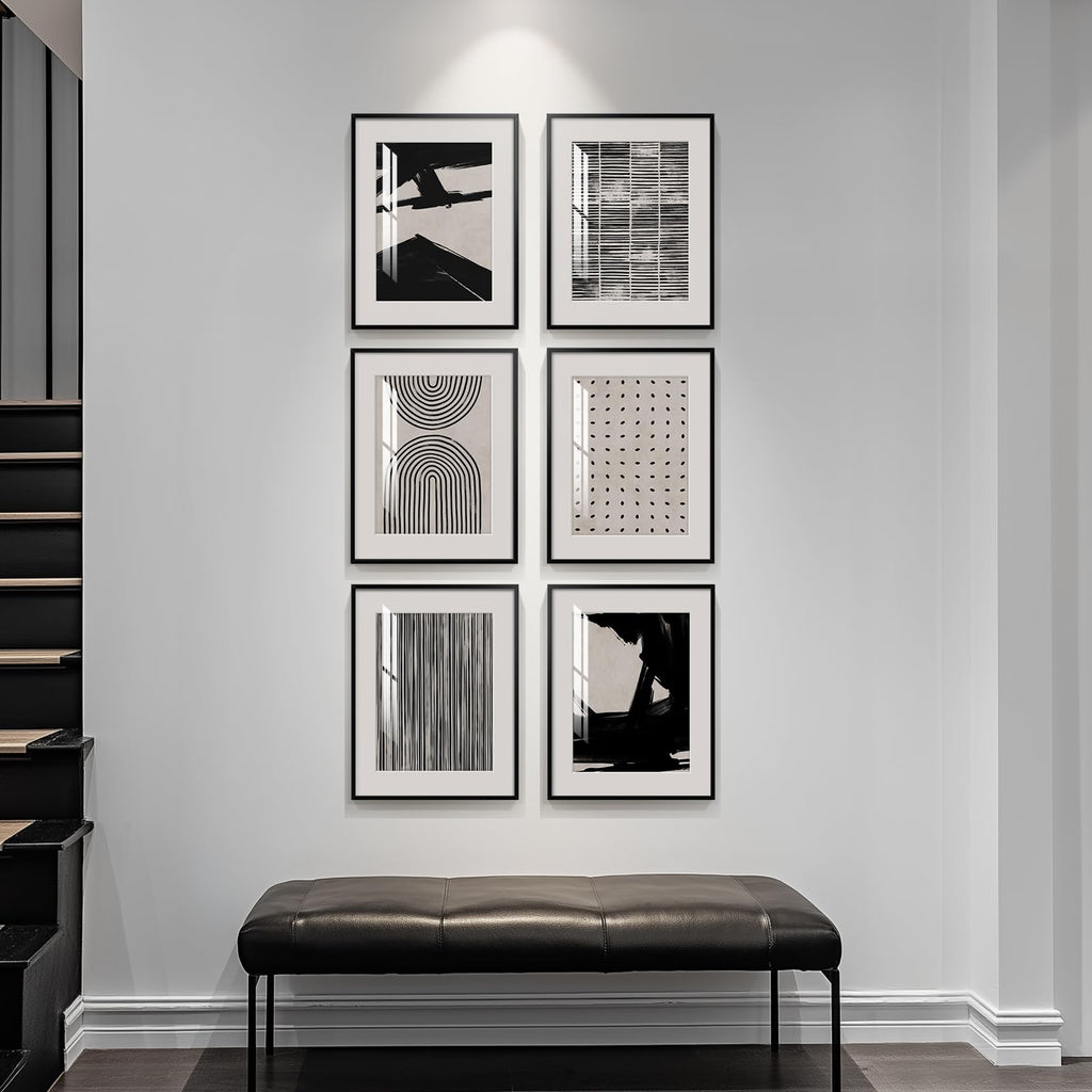 Framed Boho Black and White Abstract Wall Art, 11x14 Inch