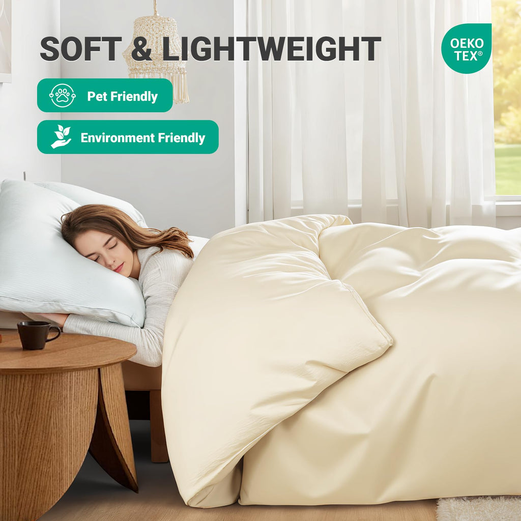 Duvet Cover Set, 100% Natural Viscose from Bamboo, Washed&Brushed Ultra Soft Bedding Breathable for Hot