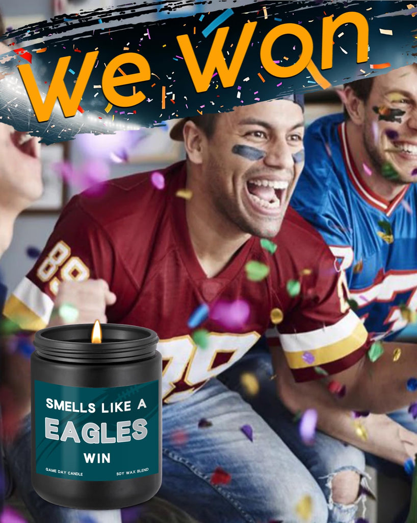 Smells Like A Eagles Win Scented Candle Football Themed Merch Fan Shop Men Women Sport Stuff Gear Decor Team