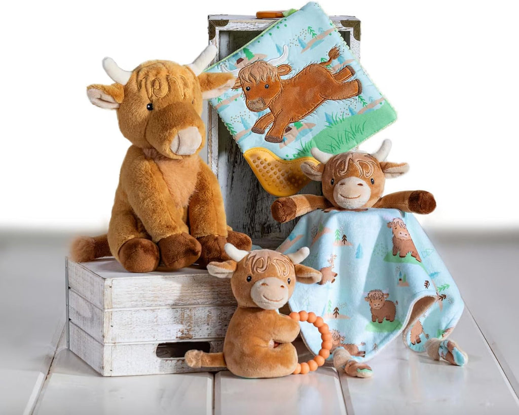 Lovey Stuffed Animal Security Blanket Plush Soft Snuggle Toy, 13 x Inches, Hetty Highland Cow