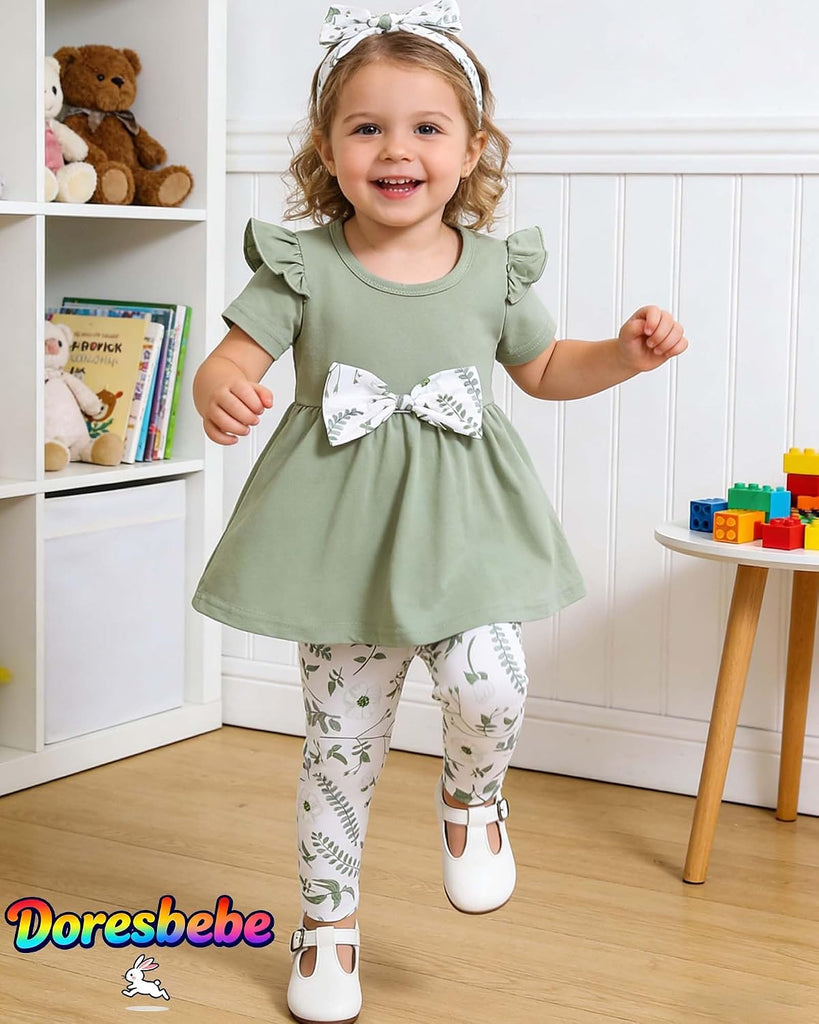 Baby Girl Clothes Toddler Girl Outfits Infant Girl Summer Clothes for Girl Ruffle Shirt Pants+Cute Headband 3PCS