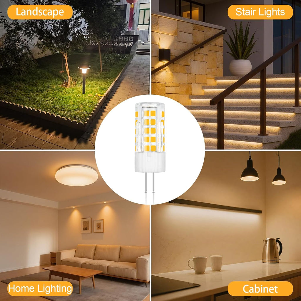 G4 JC T3 Bi-Pin Base LED Bulbs 4W AC/DC12V Warm White 3000K 5-Pack