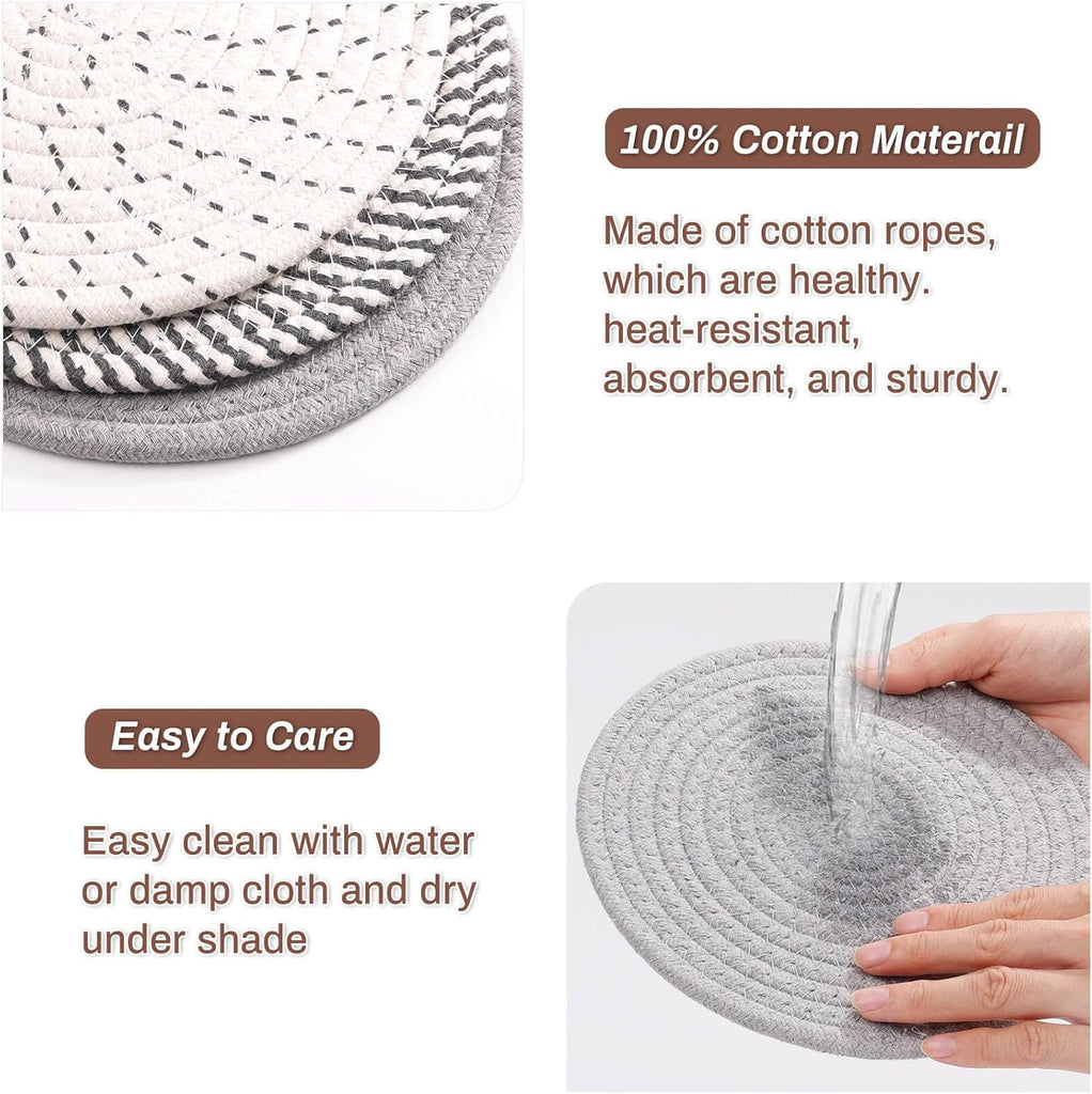 8'' Trivets Hot Dishes, Hot pots and Pans, 6 Heat Resistant Hot Pads, Pot Holders Kitchen, Hot Plate Mats Kitchen