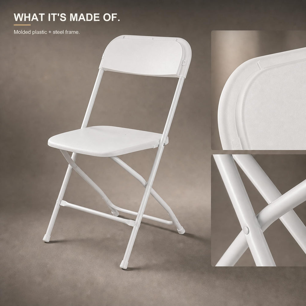 16 Pack Plastic Folding Chairs, 350 Lbs Capacity Stackable White