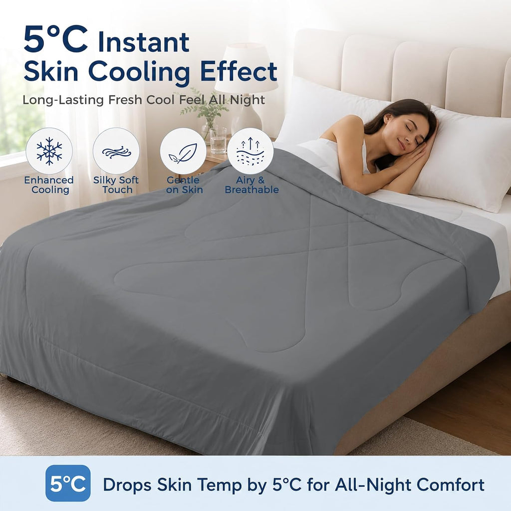 Cooling Comforter King Size, Double-Sided Cold Tech Cooling Blanket for Hot Sleepers & Night Sweats,Q-Max 0.45 Soft