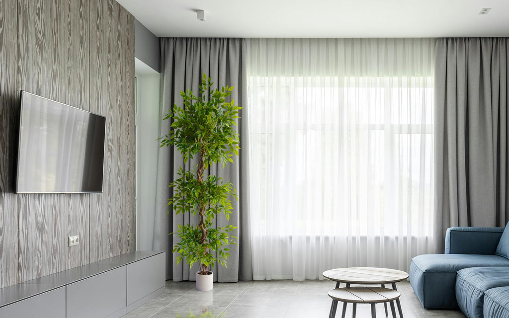 7ft Artificial Ficus Tree Fake Plant with White Planter