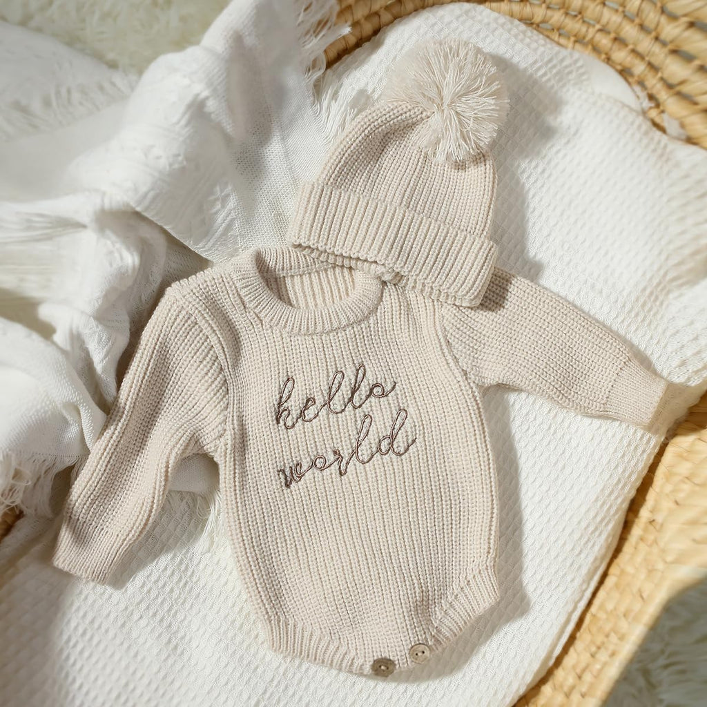 Infant Baby Sweater Romper Baby Girl Boy Knitted Pullover Fall Winter Clothes Baby Boy Girl Outfit Embroidery Clothes