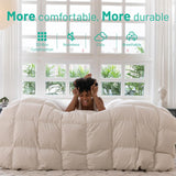 Down Feathers Fiber Comforter Queen - 750 Fill Power All Season Down Duvet Insert