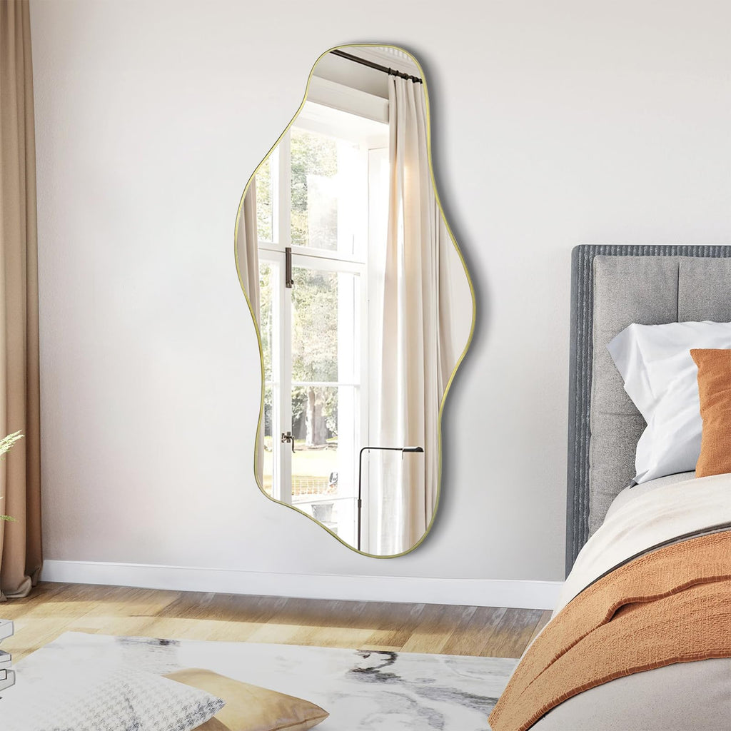 47"x24" Irregular Wall Mirror, Asymmetrical Frameless Mirror