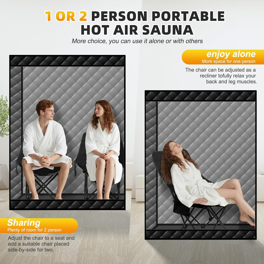 Smartamk Upgrade Portable Hot Air Sauna, 1 or 2 Person Home Sauna, 1500W & 149°F Dry Sauna Box