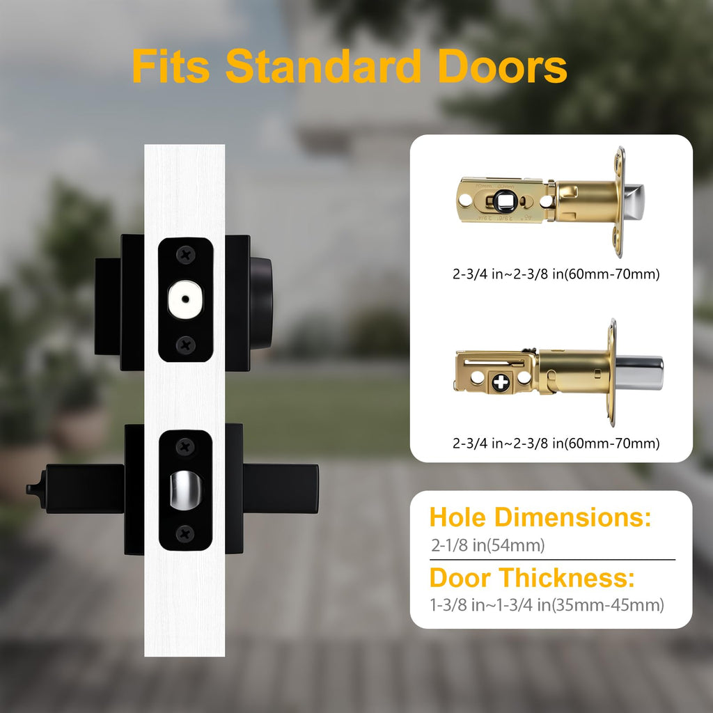 2Pack Black Exterior Door Lock Set with Deadbolt, Keyed Alike Entry Lockset