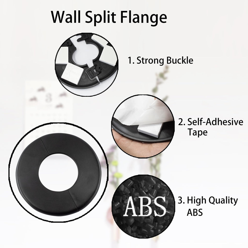 Wall Split Flange 51mm/2"Diameter, ABS Round Self-Adhesive Escutcheon Plate, Wall Hole Decoration Cover, Water Pipe