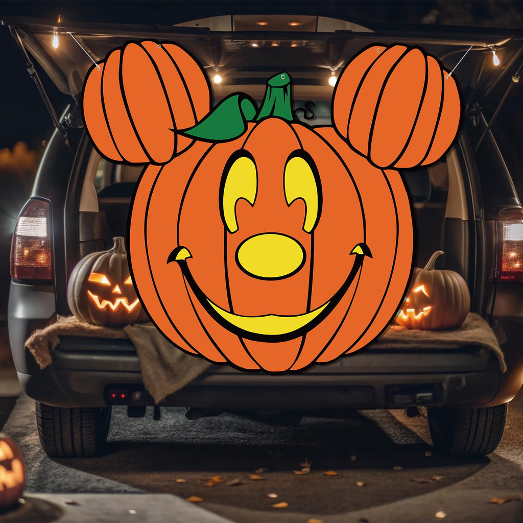 Halloween Trunk or Treat Decorations, Mouse Theme Pumpkin Trunk or Treat Backdrop for Halloween Car SUV Truck Garage