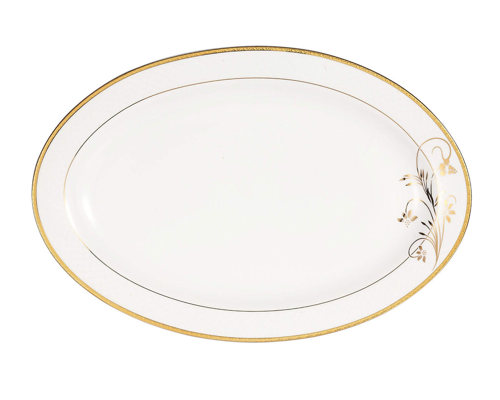 La Luna Bone China 57-Piece 24K Gold Floral Design Dinnerware Set, Service for 8