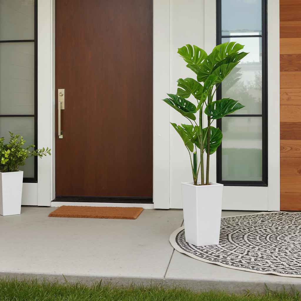 4.5FT Artificial Monstera Plant with White Tall Planter