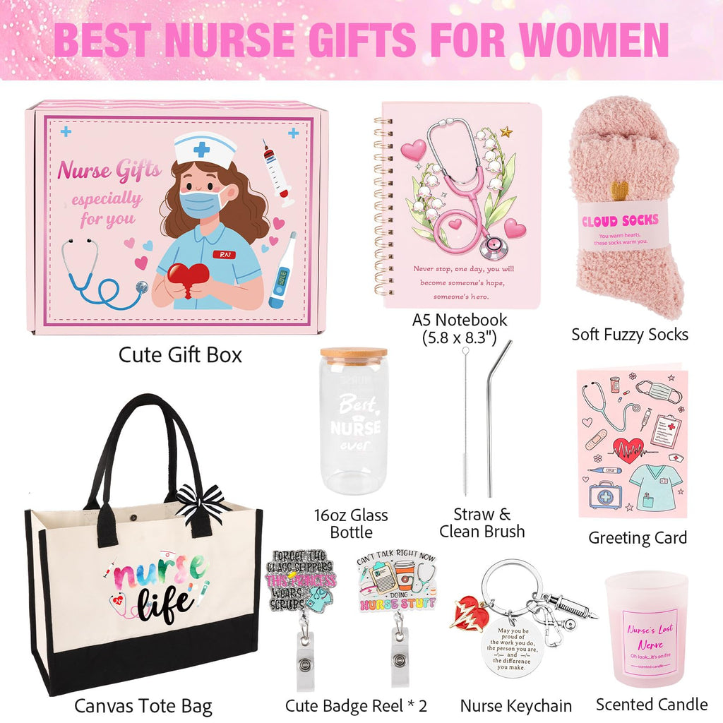 Nurse Gifts for Women, RN Nurse Practitioner Gift Baskets for Christmas Birthday Nurses Week Graduation | Bulk