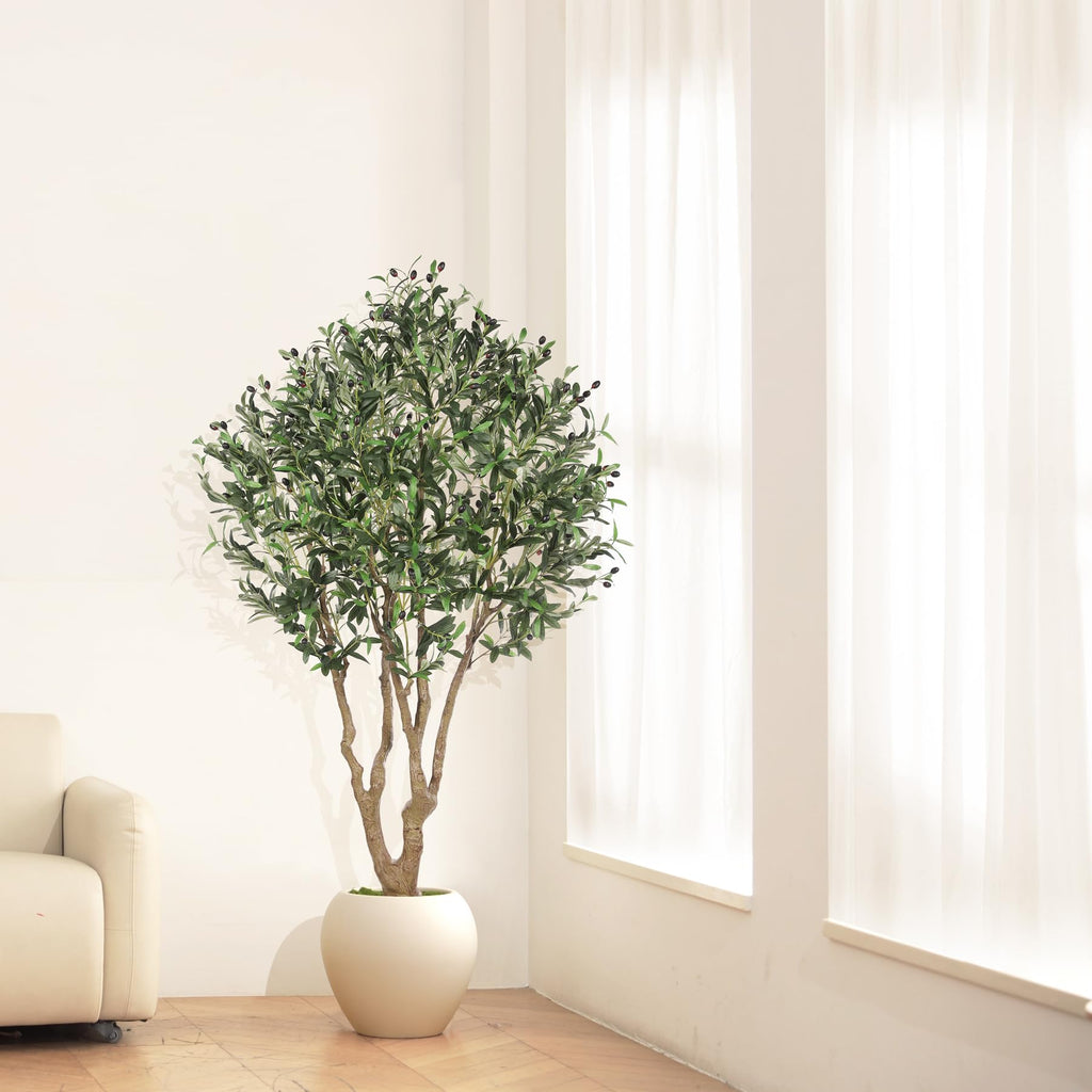 Faux Olive Tree 6ft with Large Olive Branches and Realistic Fruits