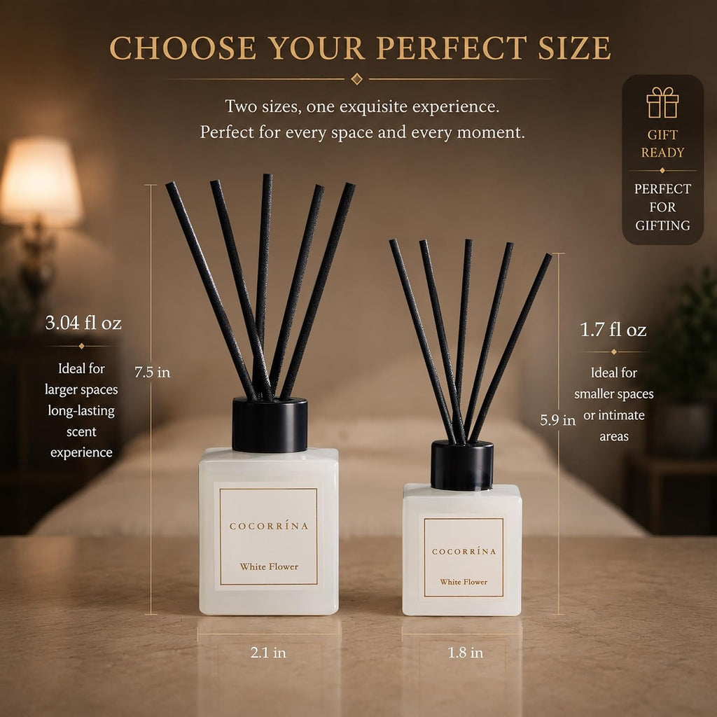 Hotel Collection Reed Diffuser Set, 1.7 fl oz Trio, Mahogany Teakwood, White Flower & White Tea, Home Fragrance