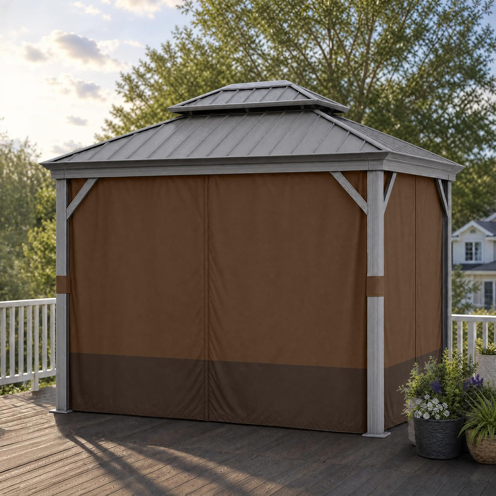 12'x12' Gazebo Privacy Curtain Replacement, Universal 4-Panel Sidewall