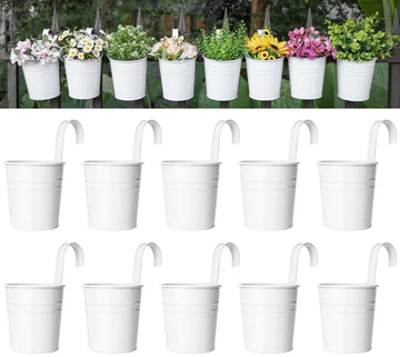 5 Inches Small Metal Hanging Flower Pots 10 Pcs Railing Planter Box