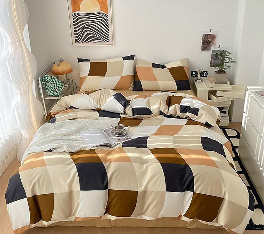 Checkerd Comforter Set Buffalo Plaid Bedding Set Men Women Modern Chic Grid Bed Blanket White Black Plaid