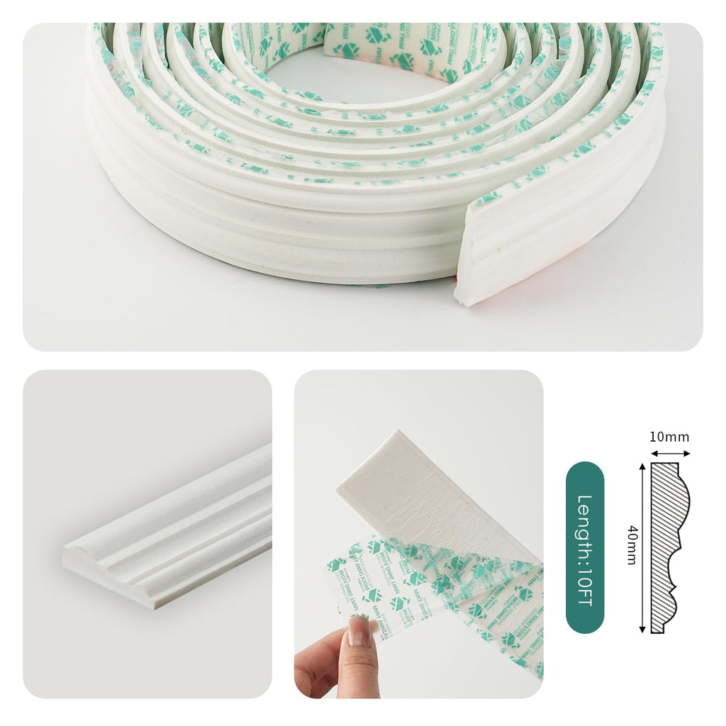 DIY Arch Panelling Paintable Matte Foaming Peel and Stick , Self Adhesive Wainscoting Panels Flexible Chair Rail