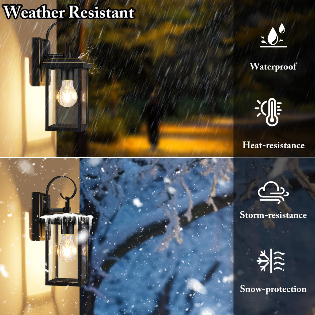 2-Pack Outdoor Wall Light Fixtures, Modern Porch Sconces, Bronze