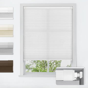 No Drill Cordless Cellular Shades, White | Soft Light Filtering Fabric Protects Privacy, With Thermal Insulation &
