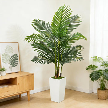 5FT Artificial Palm Tree with Thickened Planter, Fake Plant Indoor