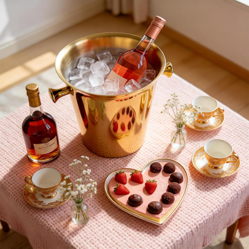 Ice Bucket with Stand, Standing Champagne Buckets(Gold 1Pack)