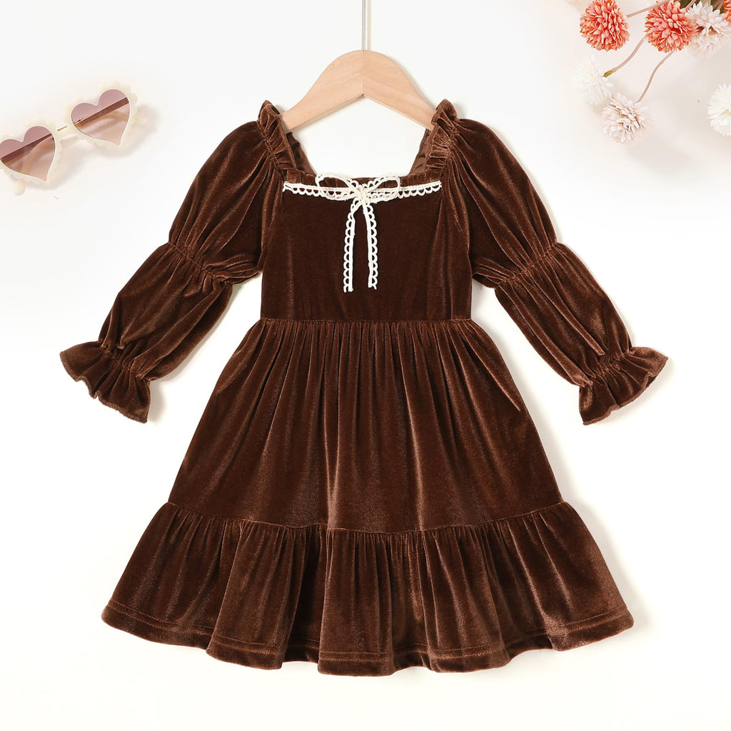 Toddler Dress Girl Long Sleeve Velvet Dresses Fall Outfits