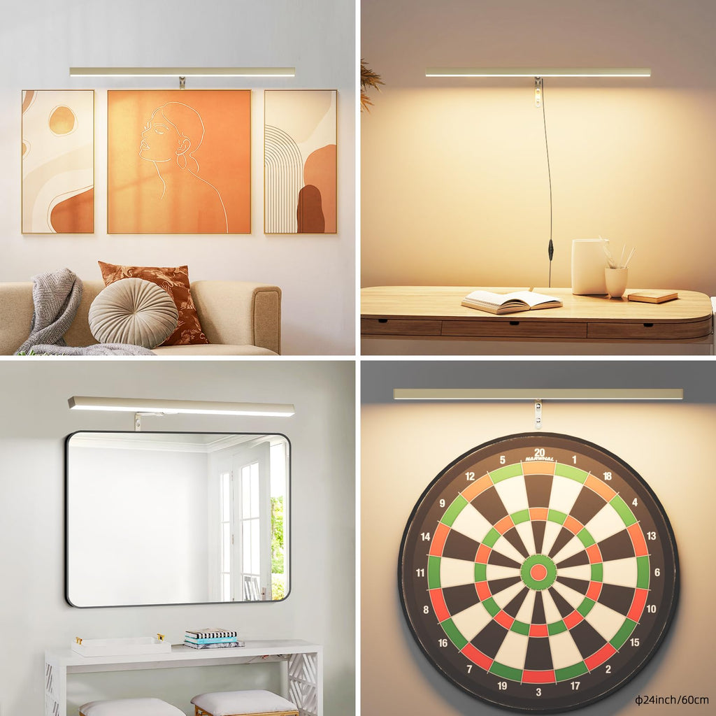 24" LED Picture Light Plug in, 9W Antique Brass Art Light