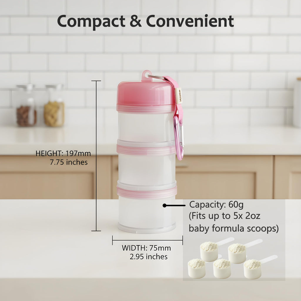 Formula Container to Go - Baby Essentials, Stackable Formula Dispenser for Night Feedings, Snacks and More - 2 Pack