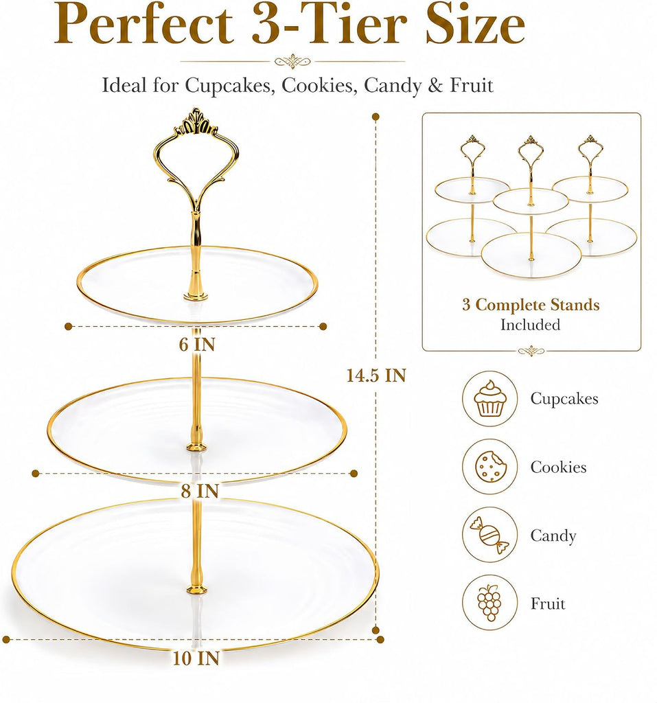 Cupcake Stand, Tiered Serving Tray for Dessert Display - Set of 3