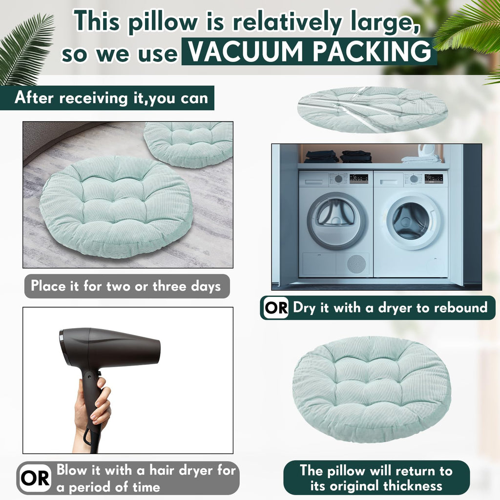 4 Pcs Gradual Green Large Floor Pillow Cushion, Round 22 x 22