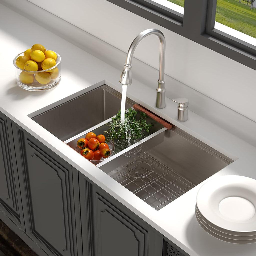 32 Undermount Kitchen Sink 32x19 Inch Stainless Steel Kitchen Sinks Ledge Workstation 16 Gauge Single Bowl Under