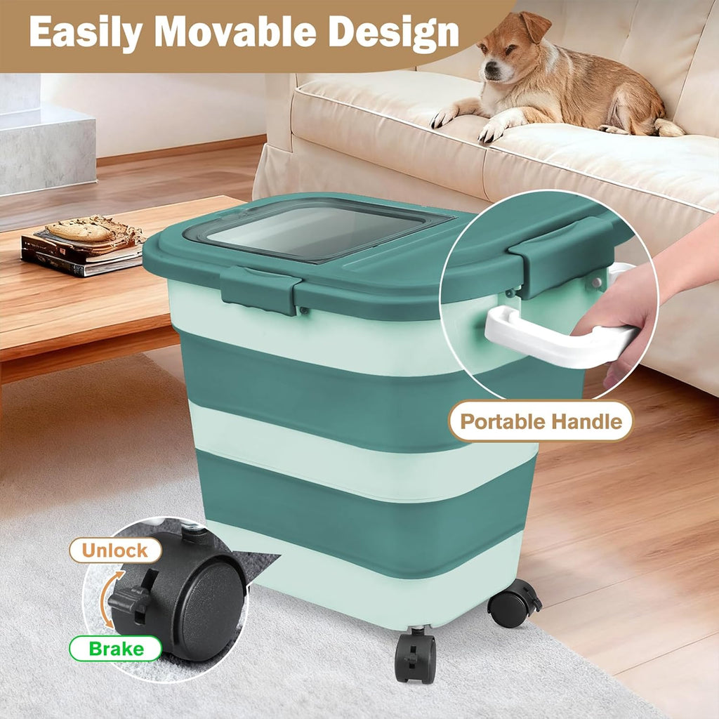 Rice Storage Container10-40 Lb, 25 Lb Pet Dog Food Storage Container, Collapsible Airtight Rice Storage Container