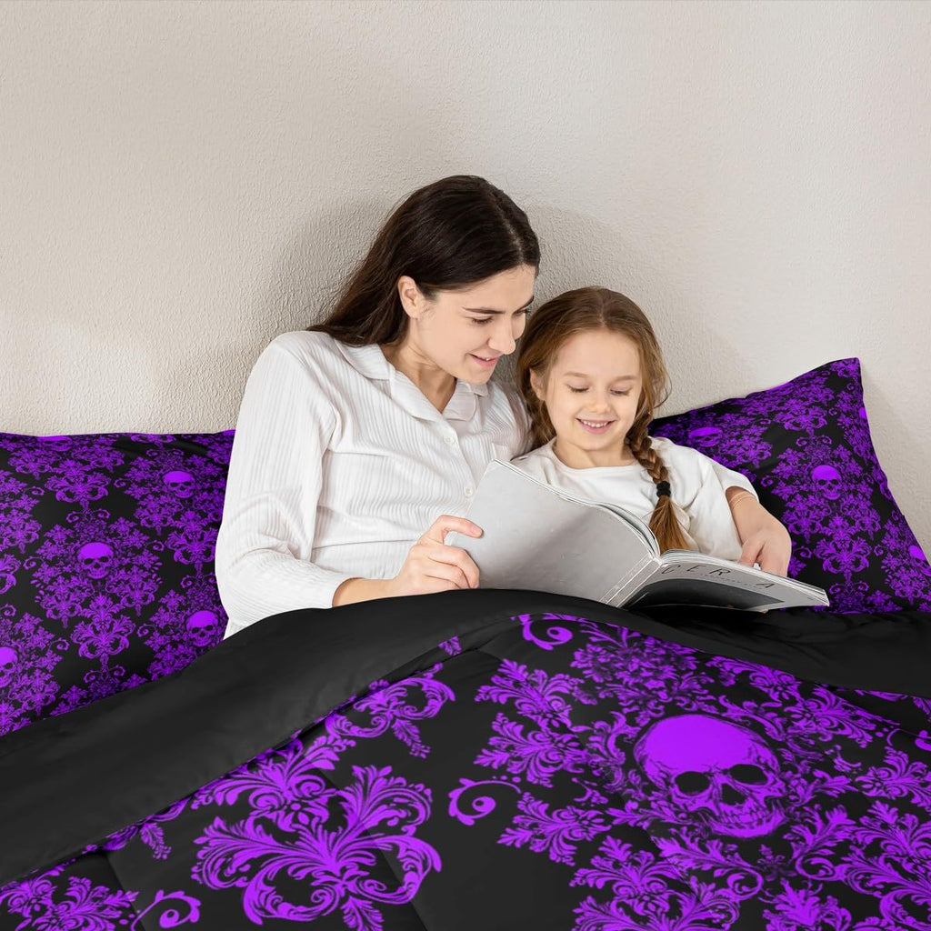 Jacquard Damask Comforter Set Luxury Royal Purple Jacquard Queen