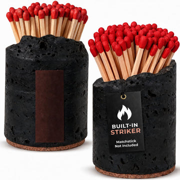 Ceramic Match Holder with Striker - Handmade Match Box - Matches in a Jar Candle - Modern Bathroom & Home - Set of 2