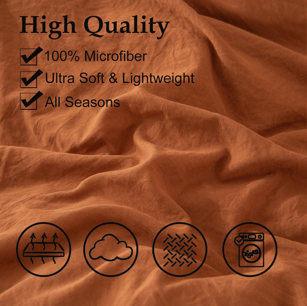 Rust Tassel Pillowcases, Burnt Orange Boho Pillow Cases Set of 2, 100% Washed Microfiber, Boho Hand-Made Tassel