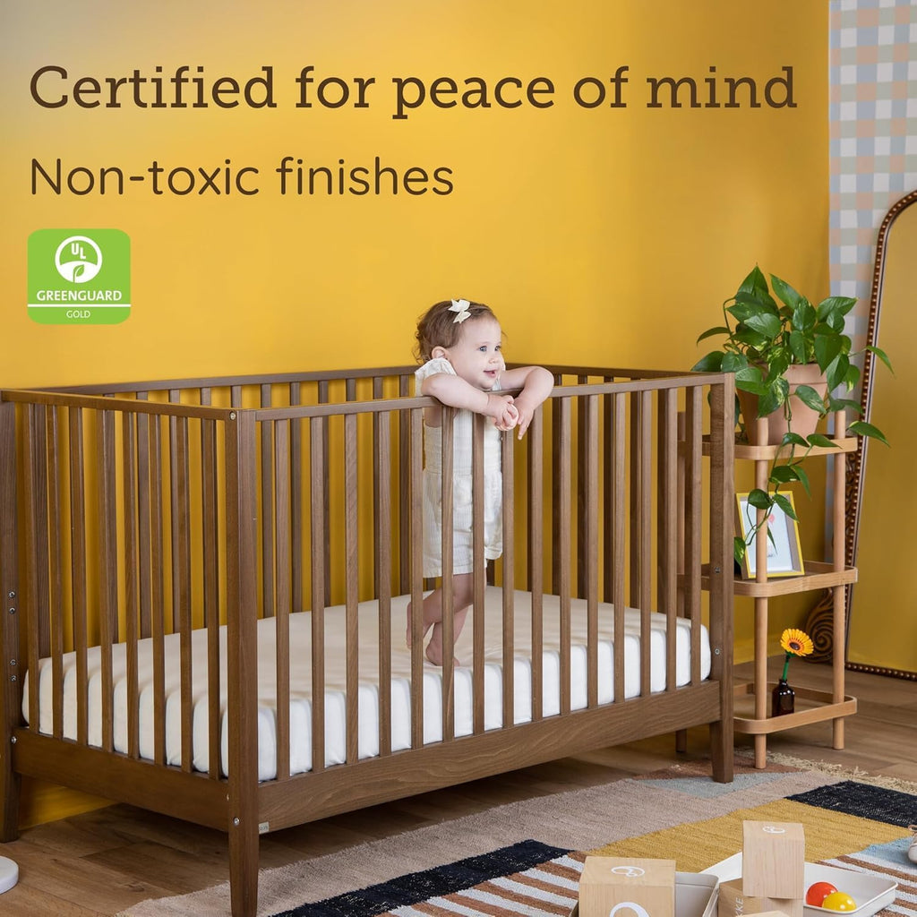 Baby LaLa 3-in-1 Convertible Wood Crib Bed, Made in Italy, Walnut | Crib to Toddler & Day Bed, GREENGUARD Gold