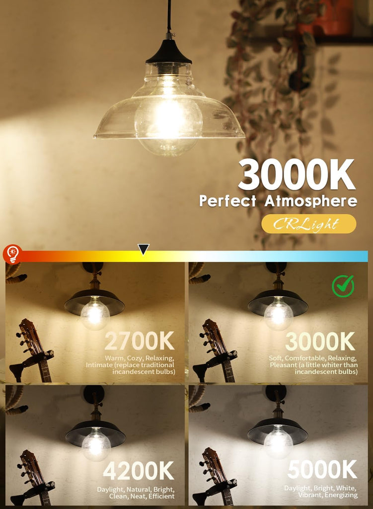 12W G125 / G40 E26 Dimmable LED Large Globe Edison Bulb, 3000K, ETL