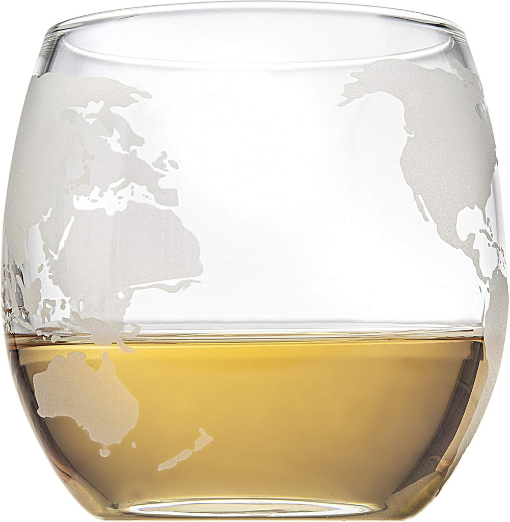Whiskey Decanter Airplane Globe Set with 2 World Whiskey Glasses - for Liquor Scotch Bourbon Vodka - Set of 3