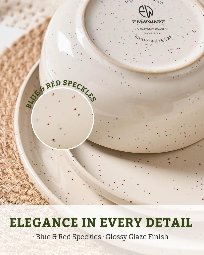 Meteor 12-Piece Stoneware Dinnerware Set, Creamy White