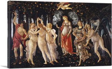 La Primavera Allegory of Spring 1482 Canvas Art Print Stretched Framed Painting Picture Poster Giclee Wall Decor by